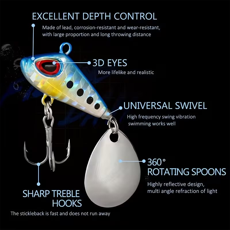 5/6 Uds Mini VIB con cuchara S - Fishing Lure Crankbait reseña y precio